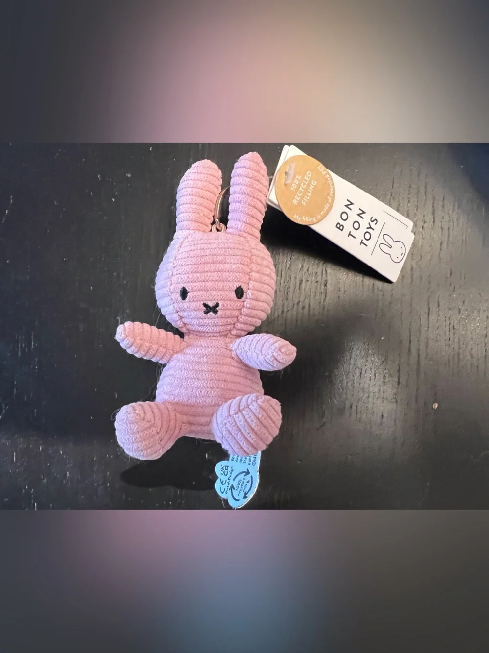 Bon Ton Toys Miffy corduroy plush Bunny Keychain NWT light pink bag charm